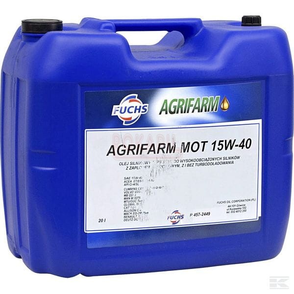 Olej Agrifarm MOT 15W40, 20 l olej silnikowy, deasel, w ciągnikach i maszynach rolniczych.jpg