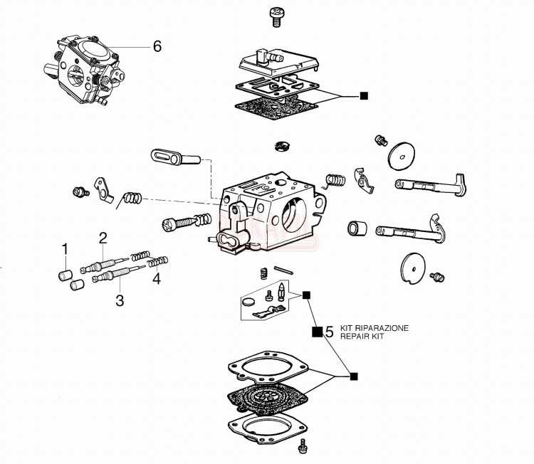 Gaźnik, zestaw naprawczy - części pilarki Oleo-Mac GS 520 - schemat victus.jpg