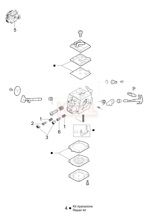 Gaźnik, zestaw naprawczy - części pilarki Oleo-Mac GS 651 - schemat.PNG