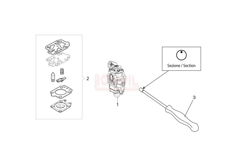Gaźnik, zestaw naprawczy, śrubokręt kosy Oleo-Mac BCH 400 T- schemat.jpg