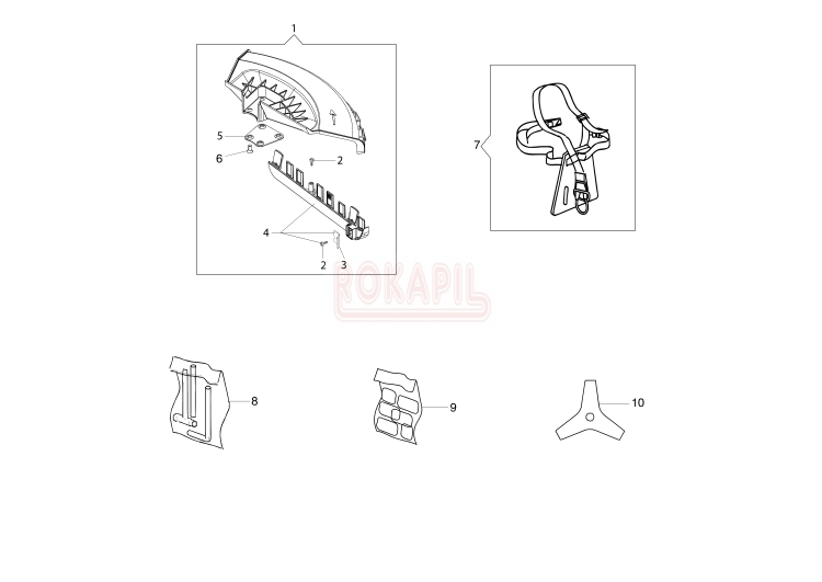 Akcesoria - tarcza, osłona głowicy, Szelki - Kosy spalinowej Oleo-Mac - SPARTA 381 T - schemat.PNG