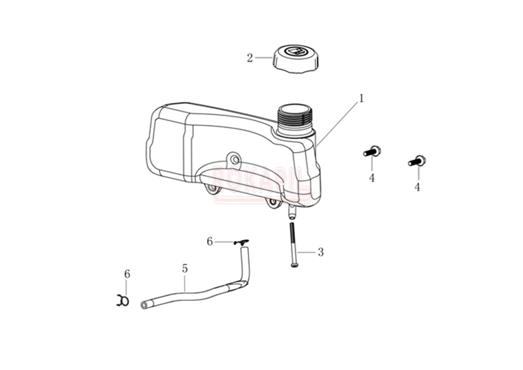 Zbiornik paliwa, korek paliwa, wąż paliwa- silnik K 655i OHV Emak - schemat.jpg