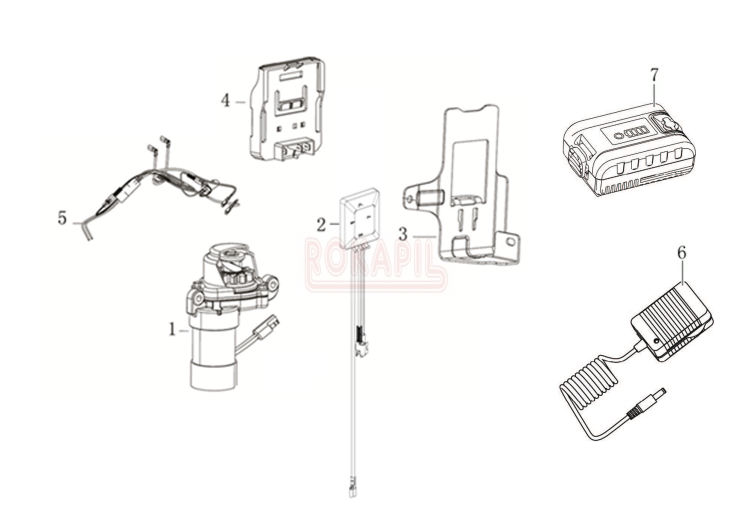 Rozrusznik, wspornik, podstawa akumulatora, ładowarka, bateria- silnik K 655i OHV Emak - schemat.jpg