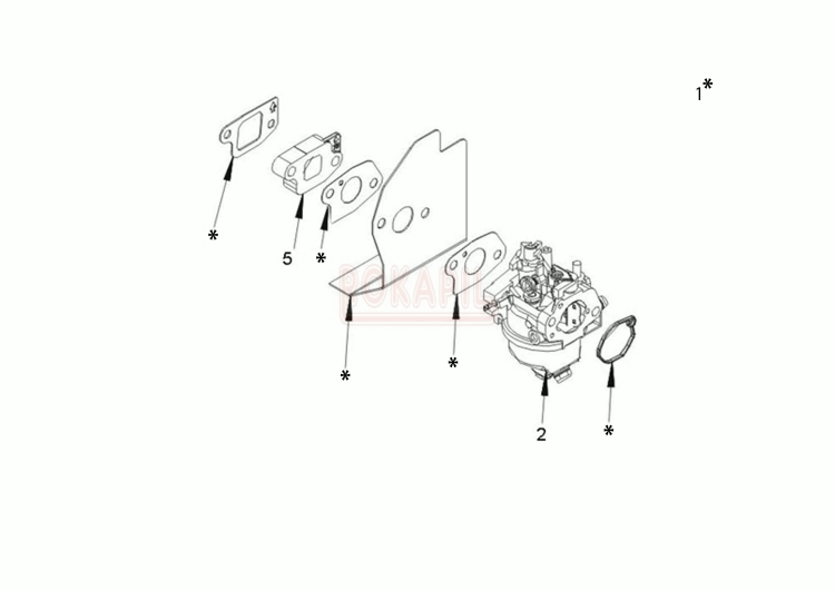 Gaźnik, izolator termiczny, uszczelka pod gaźnik- silnik K 805 OHV Emak - schemat.jpg
