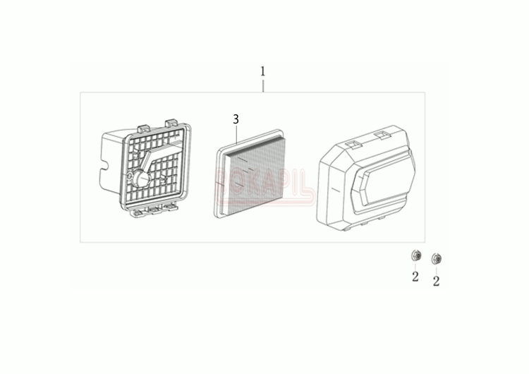 Podstawa filtra, filtr powietrza, pokrywa filtra - silnik K 805 OHV Emak - schemat .jpg
