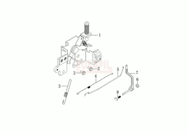 Dźwignia sterowania, cięgno gazu, sprężyna,  zacisk- silnik K 805 OHV Emak - schemat.jpg