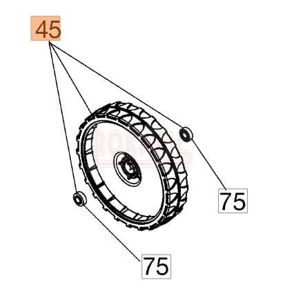 Koło tylne kpl. kosiarki Oleo-Mac G 53 TBXE ALLROAD PLUS 4, G 53 TK ALLROAD PLUS 4, G 53 TKE ALLROAD PLUS 4- część ORYGINALNA!