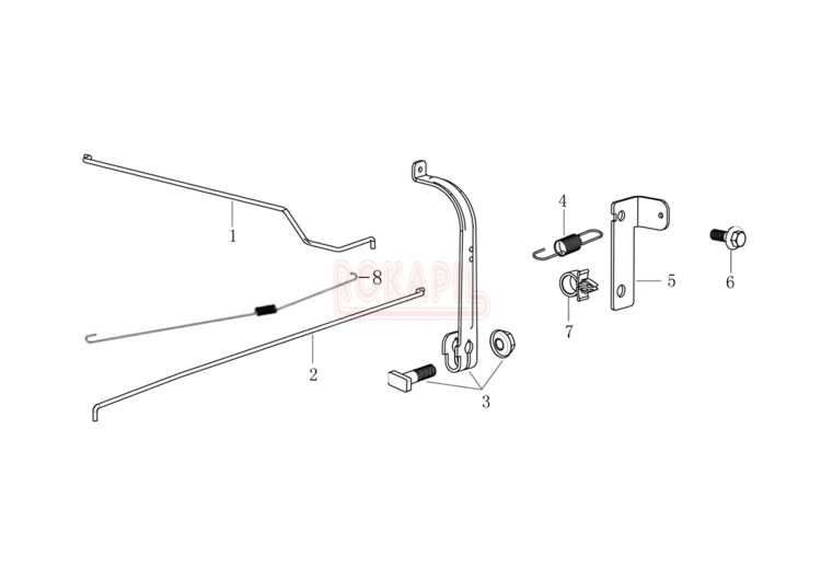 Dźwignia sterowania, cięgno gazu, sprężyna, zacisk- silnik K 605 Emak - schemat.jpg