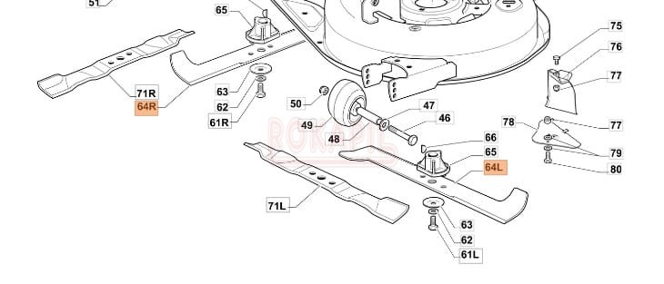 Nóż prawy kosiarki traktorka ogrodowego 84 12,5 KH OLEO-MAC.jpg