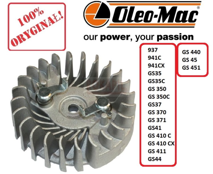 Koło magnesowe pilarki piły spalinowej Oleo-Mac 937, 941C, 941CX, GS35, GS35C, GS 350, GS 350C, GS37, GS 370, GS 371, GS41, GS 410 C, GS 410 CX, GS 411, GS44, GS 440, GS45, GS 451 część oryginalna.jpg