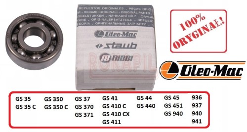 Łożysko wału korbowego pilarki piły oleo-mac GS 35, GS 35C, GS 350, GS 350C, GS 37, GS 370, GS 371, GS 41, GS410C, GS10CX, GS 411, GS 44, GS 440, GS 45, GS 451, GS 940 część oryginalna.jpg