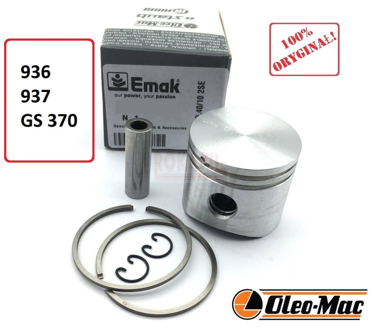 Tłok kpl. z pierścienieami, sworzniem i zabezpieczeniami  pilarki piły Oleo-Mac 936  937, GS 370 - część ORYGINALNA @.jpg