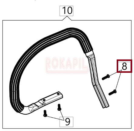 Śruba uchwytu kabłąkowego pilarki Oleo-mac GSH 40, GSH 400, GSH 510, GSH 560 (3960164R) część oryginalna.png