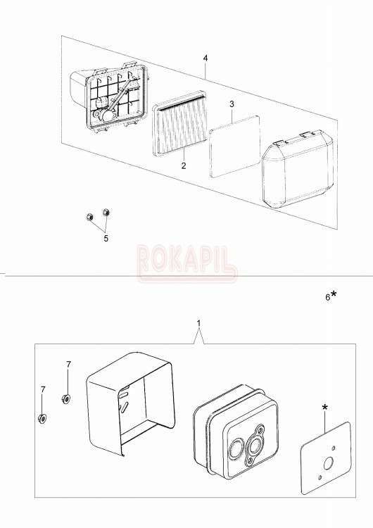 Filtr powietrza, tłumik, obudowa filtra - kosiarki spalinowej Oleo- Mac G 44 TK COMFORT PLUS (K500)- schemat.jpg
