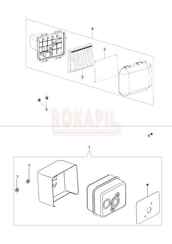 Filtr powietrza, tłumik, obudowa filtra - kosiarki spalinowej Oleo- Mac G 44 PK ESSENTIAL (silnik K600- AUTOCHOKE)- schemat.PNG