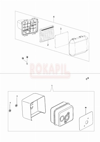 Filtr powietrza, tłumik, obudowa filtra - kosiarki spalinowej Oleo- Mac G 44 TK (K500)- schemat.jpg