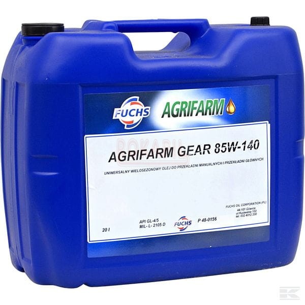 Olej Agrifarm Gear 85W140, 20 l olej przekładniowy, do przekładni, skrzyń rozdzielczych, w maszynach rolniczych, traktory, kombajny, ciągniki.jpg