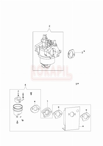 Gaźnik, uszczelka gaźnika, zestaw naprawczy - kosiarki spalinowej Oleo- Mac G 44 TK COMFORT PLUS (K500)- schemat .jpg