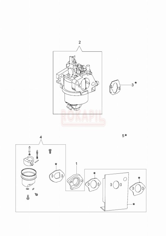 Gaźnik, uszczelka gaźnika, zestaw naprawczy - kosiarki spalinowej Oleo- Mac G 44 TK COMFORT PLUS (K500)- schemat .jpg