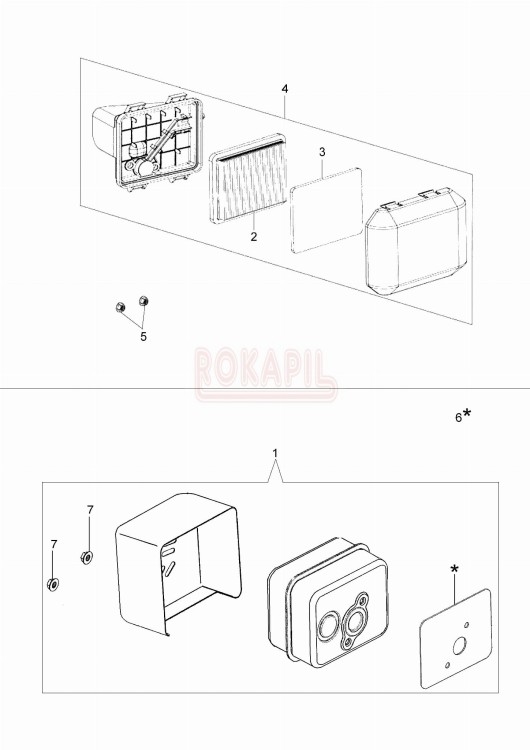 Filtr powietrza, tłumik, obudowa filtra - kosiarki spalinowej Oleo- Mac G 44 PK COMFORT PLUS (K500)- schemat.jpg
