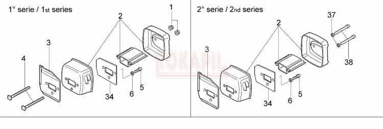 Tłumik, uszczelka tłumika, śrruby pilarki spalinowej Oleo Mac  952 - schemat.jpg